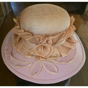 NWT Champagne Italy Pink Derby Special occasion Church Sun Hat